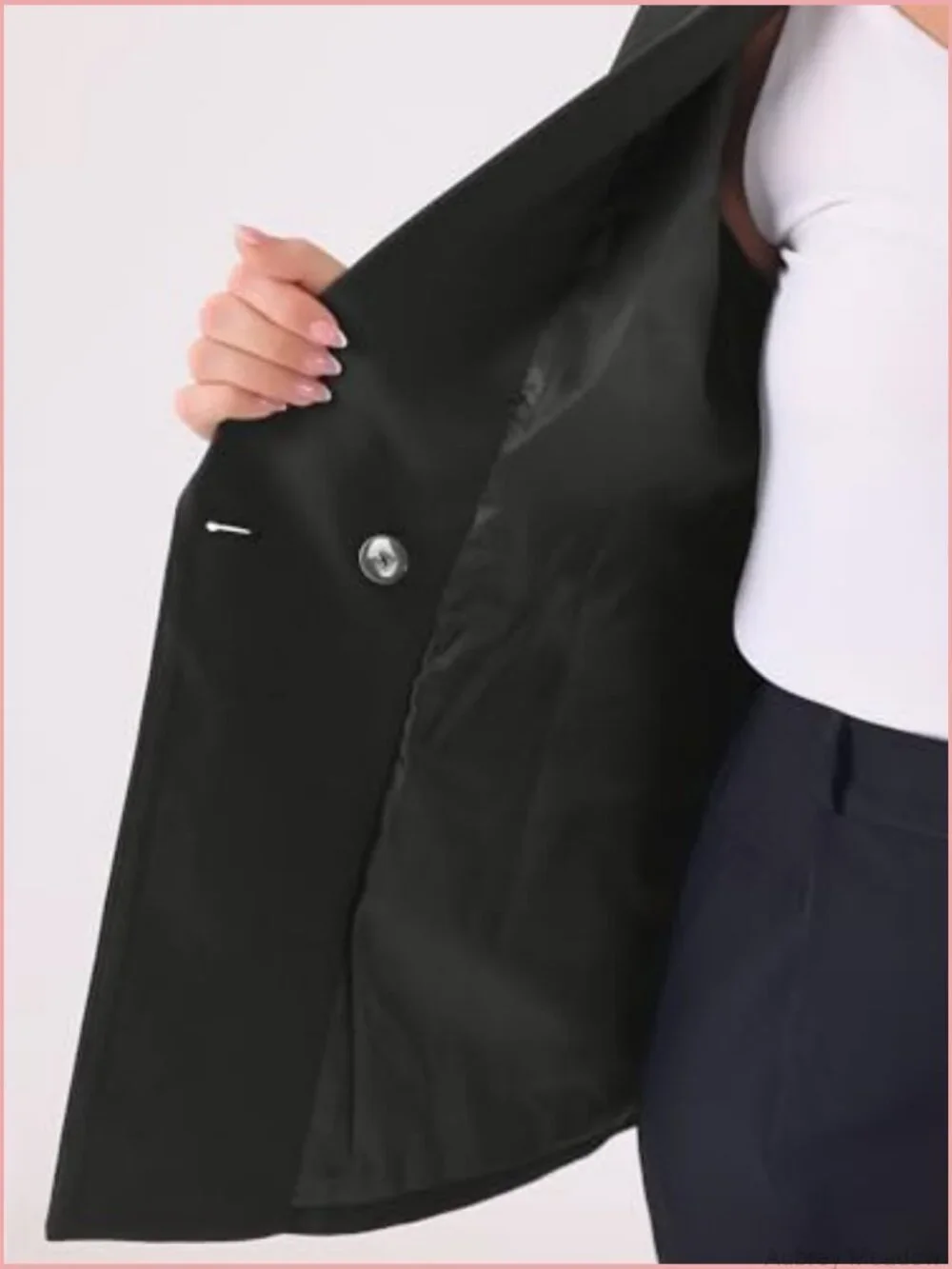 Plus Size Notch Lapel Double Breasted Long Sleeve Blazer Office Work